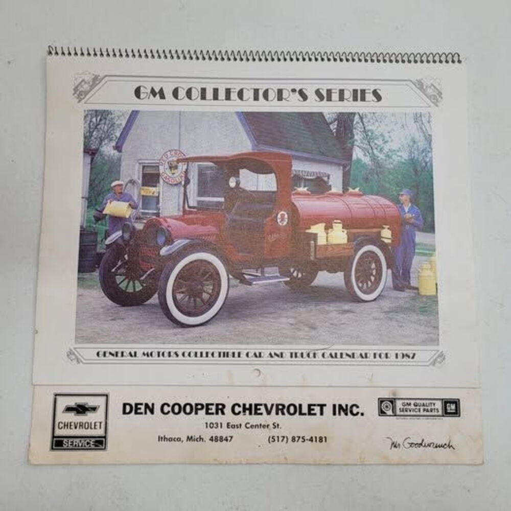 1987 GM Collector's Series Calendar Den Cooper Chevrolet